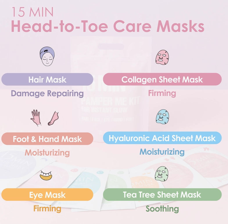 15 Min Pamper Me Kit – K-Beauty Self-Care/Home Spa Kit (7pc)